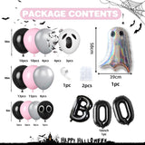 Pink Black Halloween Balloon Arch Kit, Ghost Bat BOO Foil Confetti (Party Decor)
