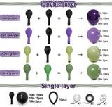 Double Stuffed Halloween Balloon Arch Kit, Purple Olive Green Black, Spooky Party Decor