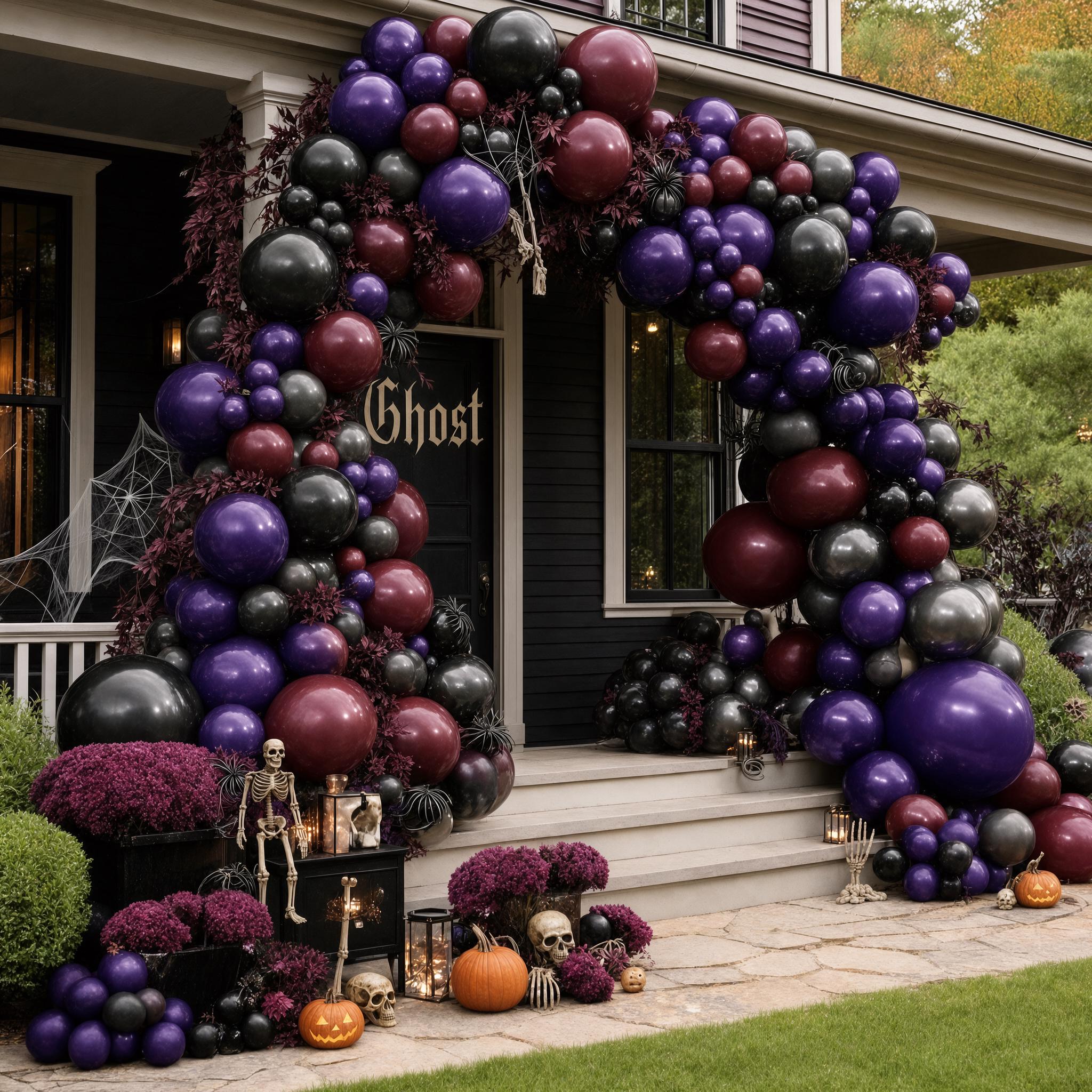 Gothic Halloween Balloon Arch Kit, Dark Purple Burgundy Black, Spooky Party Decor