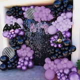 154pc Halloween Balloon Arch Kit, Metallic Purple Black Gothic Party Decor