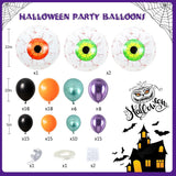 Halloween Balloon Garland Kit, Eyeball Foil, Metallic Colors, Party Decor