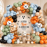 106pc Halloween Balloon Garland Kit, Dusty Blue Green Ghost Print, Boho Party Decor