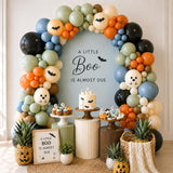 106pc Halloween Balloon Garland Kit, Dusty Blue Green Ghost Print, Boho Party Decor