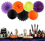 14pc Black Orange Purple Green Halloween Party Decorations Kit Lanterns Fans Honeycomb Balls}}