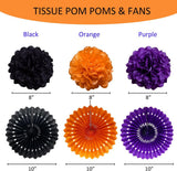 12-Piece Halloween Party Decor Kit, Pom Poms, Lanterns, Banners (DIY Assembly)