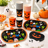 Halloween Party Supplies Set, Pumpkin Plates, Ghost Napkins, Serves 24