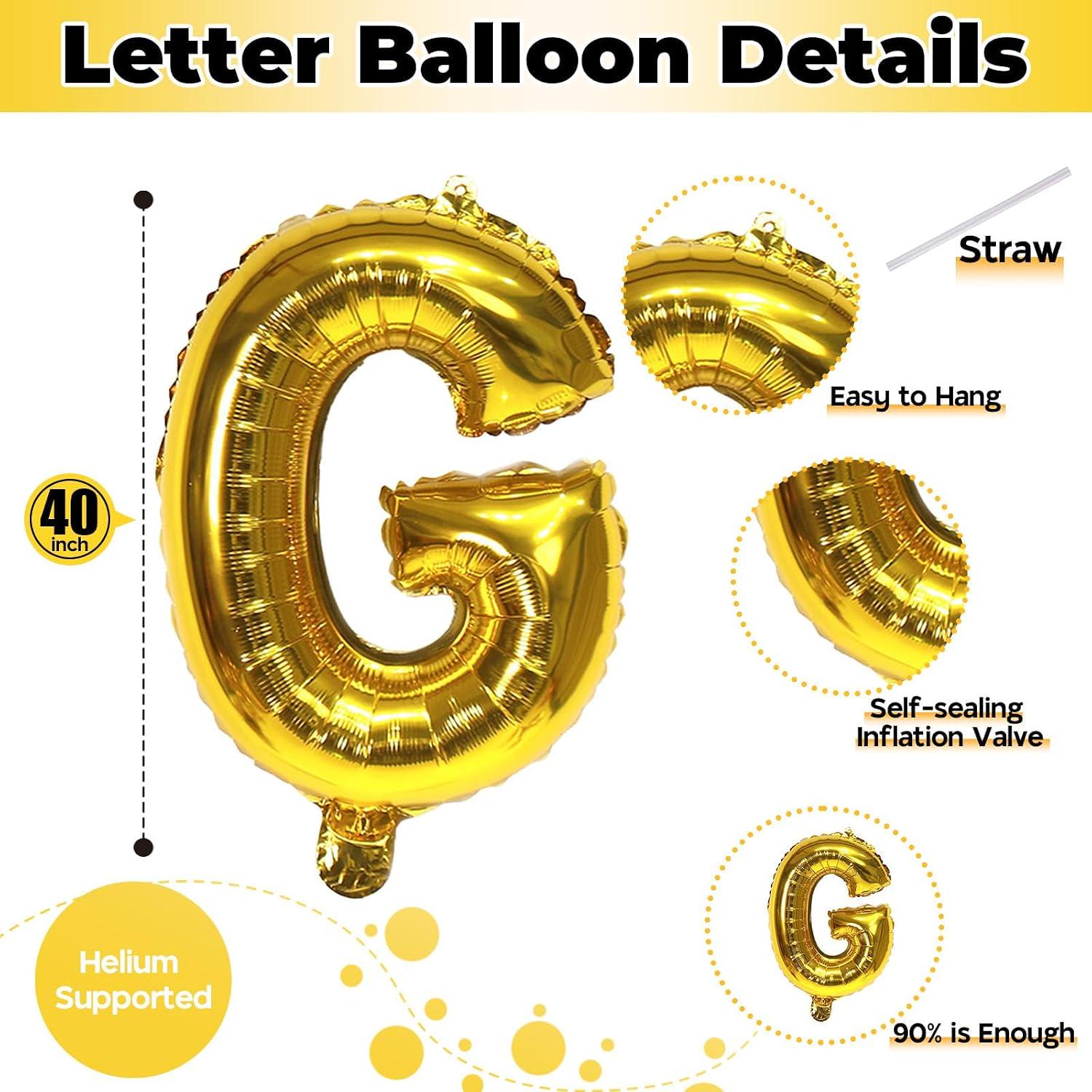Gold Letter G Balloon, 40 Inch Mylar Foil for Events