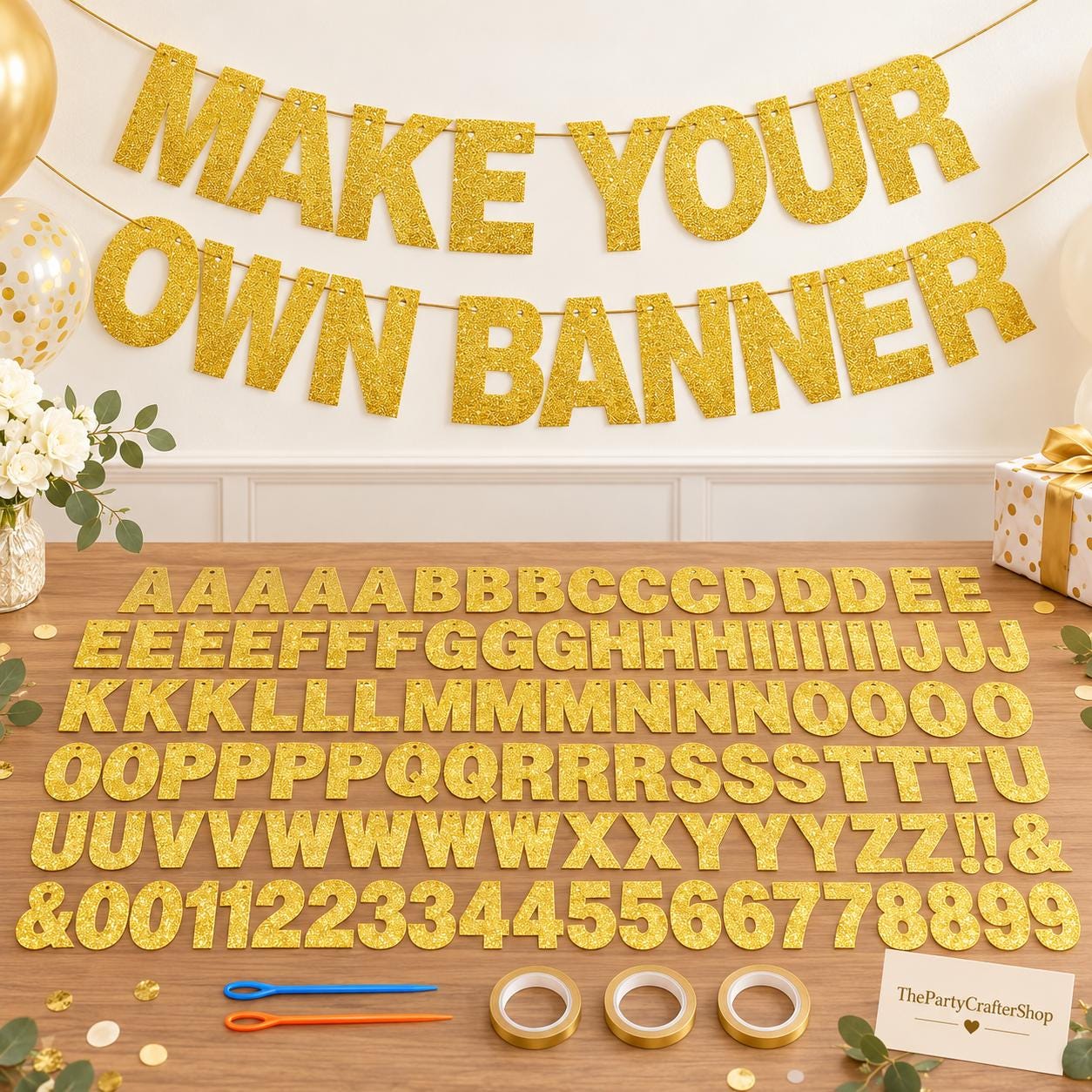 Glitter Cardstock Banner Kit: 3.94-Inch Letters for Birthdays Weddings