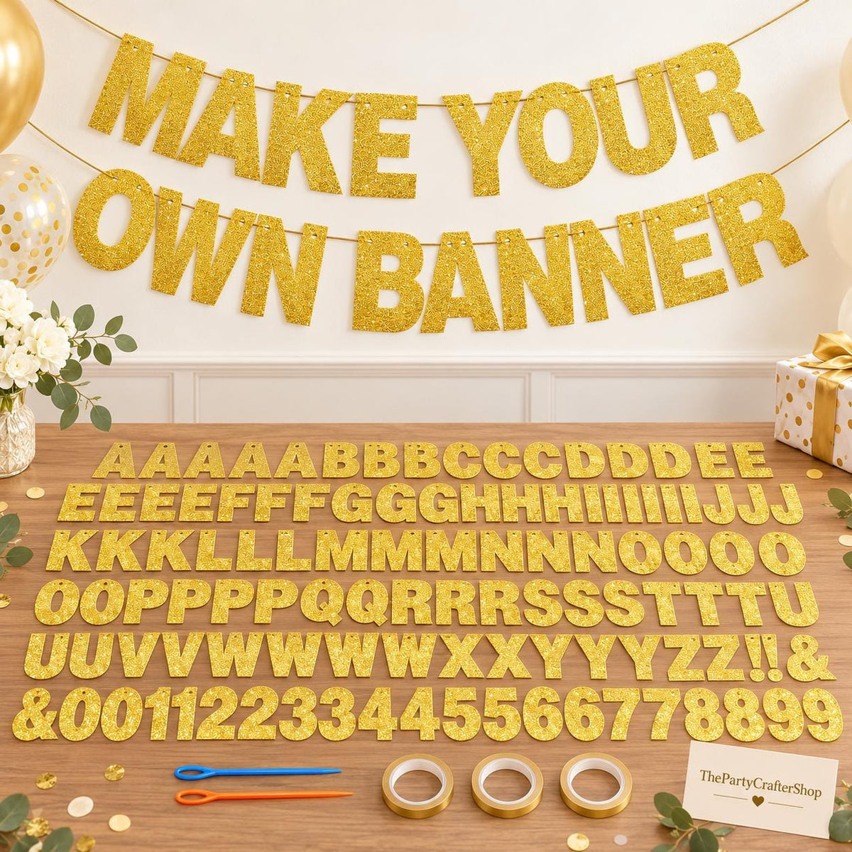 Glitter Cardstock Banner Kit: 3.94-Inch Letters for Birthdays Weddings