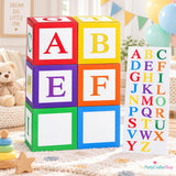 6 Balloon Boxes Set, 52 Letter Cutouts, Cardboard Party Display