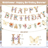 Floral Party Backdrop: Wildflower Happy Birthday Banner with Butterfly Accents (2.56 Feet)