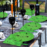 Disposable Halloween Party Set: 24 Guests, Green Spider Web Plates, Napkins, Forks