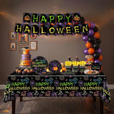 Halloween Party Set: Neon Plates, 24 Napkins, Forks, Banner