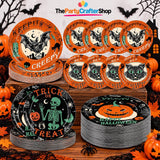 48 Piece Halloween Paper Plate Set, 9 Inch and 7 Inch, 4 Designs