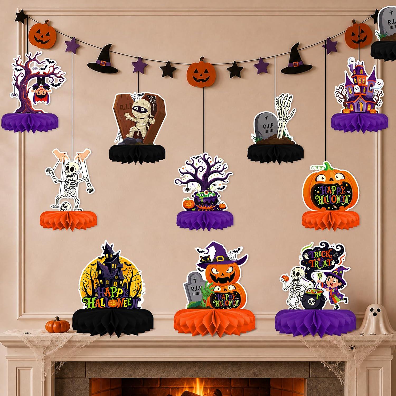 Happy Halloween Honeycomb Centerpieces: Thick Cardstock, Double-Sided Printing, Bright Colors
