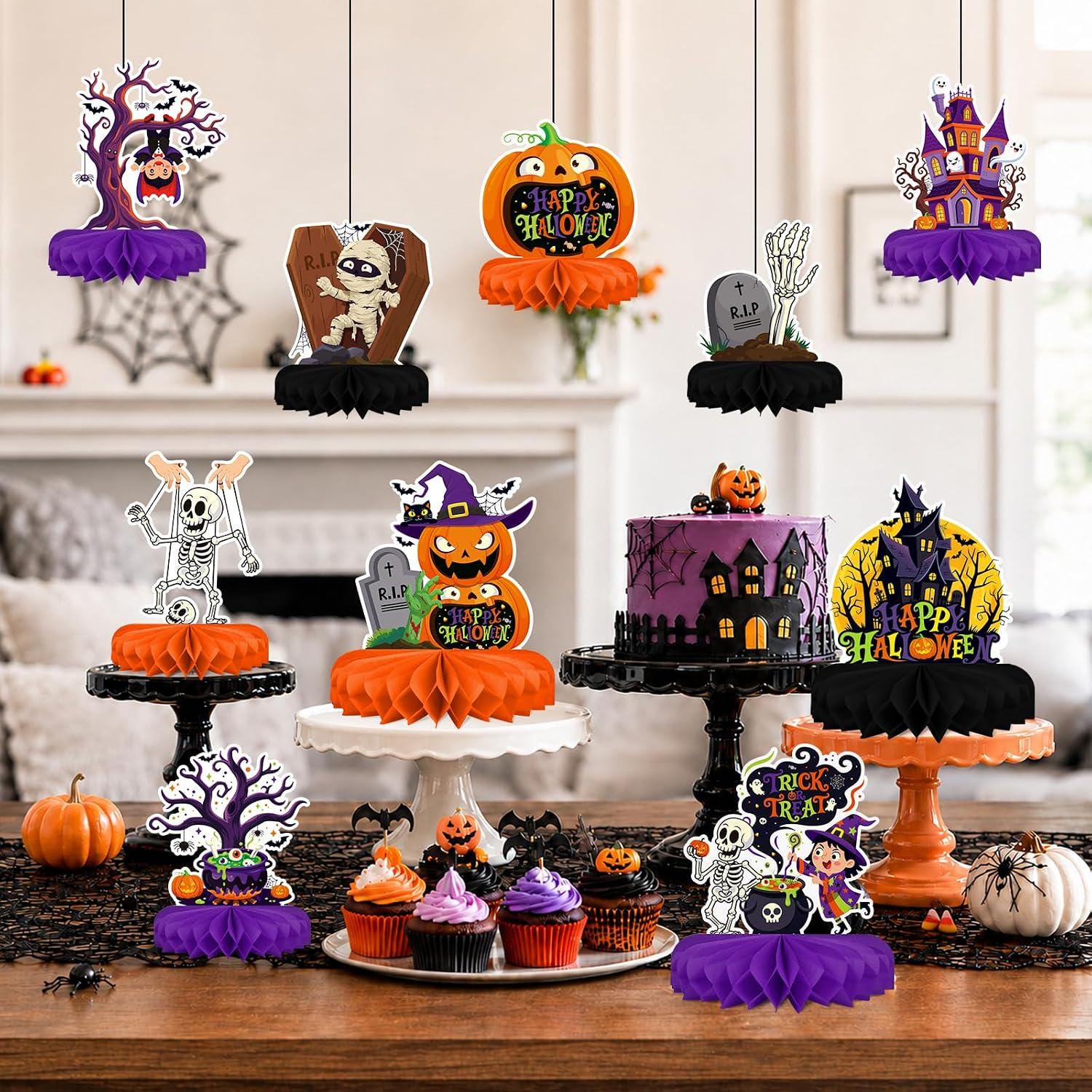 Happy Halloween Honeycomb Centerpieces: Thick Cardstock, Double-Sided Printing, Bright Colors