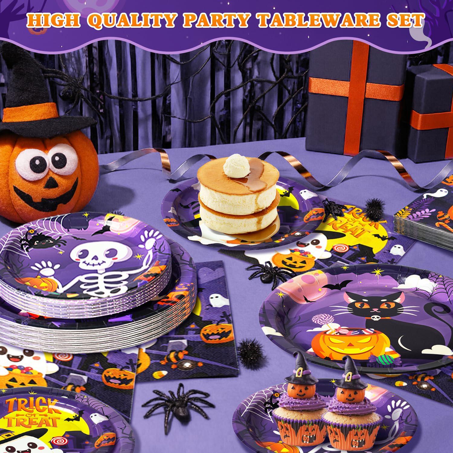 Halloween Party Set: 90-Piece Paper Plates, Napkins (9-Inch, 7-Inch)