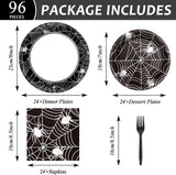 Halloween Party Set: 24-Piece Disposable Tableware with Spider Web Plates