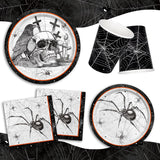 Halloween Party Set: 25 Large Plates, Small Plates, Napkins, Cups, Banner, Tablecloth