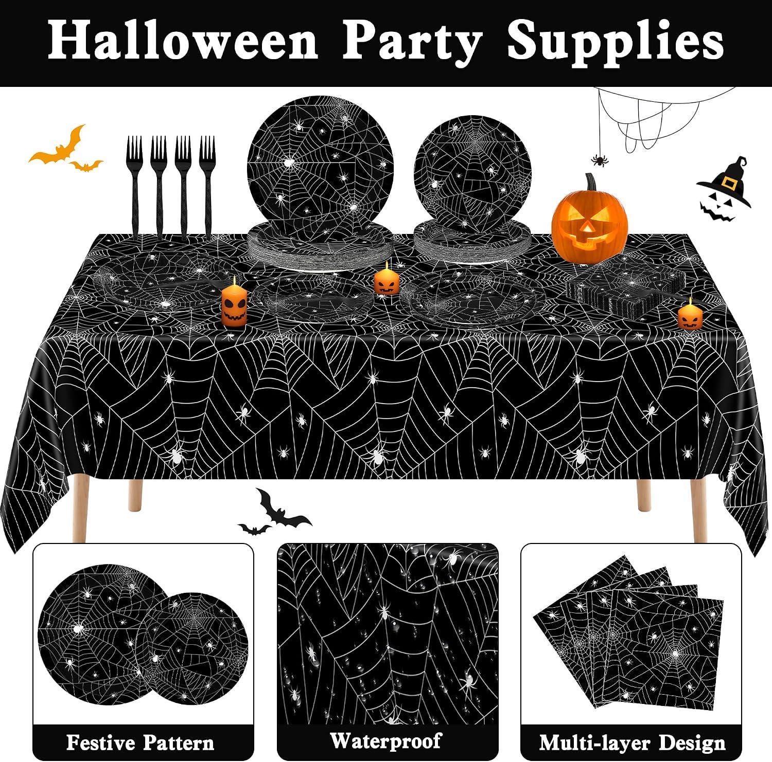 Halloween Partyware Set: 30 Plates, Napkins, Forks, 2 Tablecloths (Disposable)