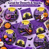 40-Piece Halloween Partyware Set: 9-Inch Purple Black Plates Napkins