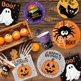 96-Piece Halloween Partyware Set: 24 Dinner Plates, Dessert Plates, Cups, Napkins