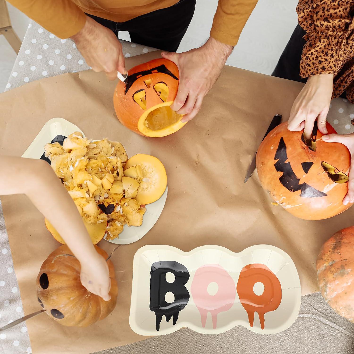 Boo Shaped Paper Plates, Set of 50, 10x6 Inch Halloween Party Tableware