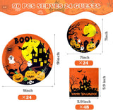 Disposable Halloween Tableware: 24 Guests, 9-Inch Dinner Plates, 7-Inch Dessert Plates