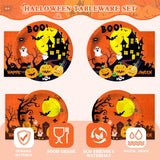 Disposable Halloween Tableware: 24 Guests, 9-Inch Dinner Plates, 7-Inch Dessert Plates