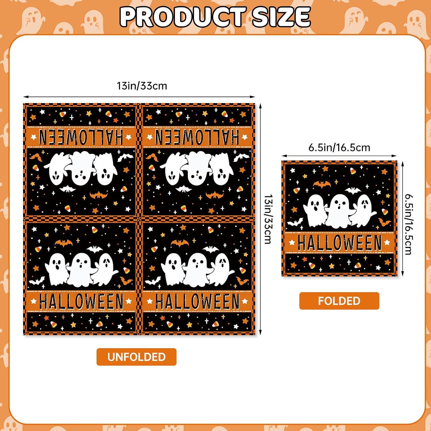 Halloween Luncheon Napkins, Set of 40 Disposable Black Orange 3-Ply Paper