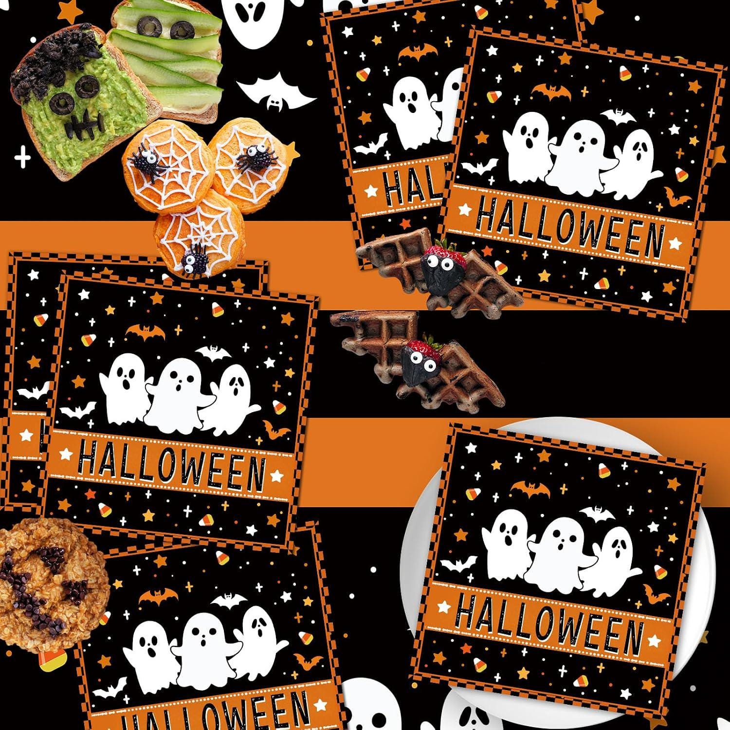 Halloween Luncheon Napkins, Set of 40 Disposable Black Orange 3-Ply Paper