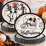 Gothic Skeleton Paper Plates, 12-Inch Disposable Party Plates (Set of 50)