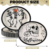Gothic Skeleton Paper Plates, 12-Inch Disposable Party Plates (Set of 50)