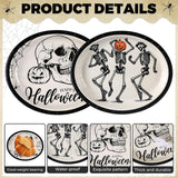 Gothic Skeleton Paper Plates, 12-Inch Disposable Party Plates (Set of 50)