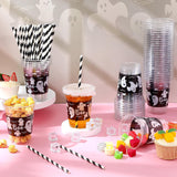 Spooky Drink Station Set: 50 Ghost Cups, Lids, Straws, Seals for Parties