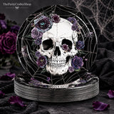 9-Inch Round Paper Plates, Skull Gothic Floral Halloween Party Set of 50