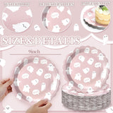 Pink Ghost Paper Plates, 100 Count Disposable 9-Inch Party Plates