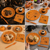 Spooky Halloween Party Supplies: 100-Piece Set with Plates, Napkins, Forks (25 Guests)