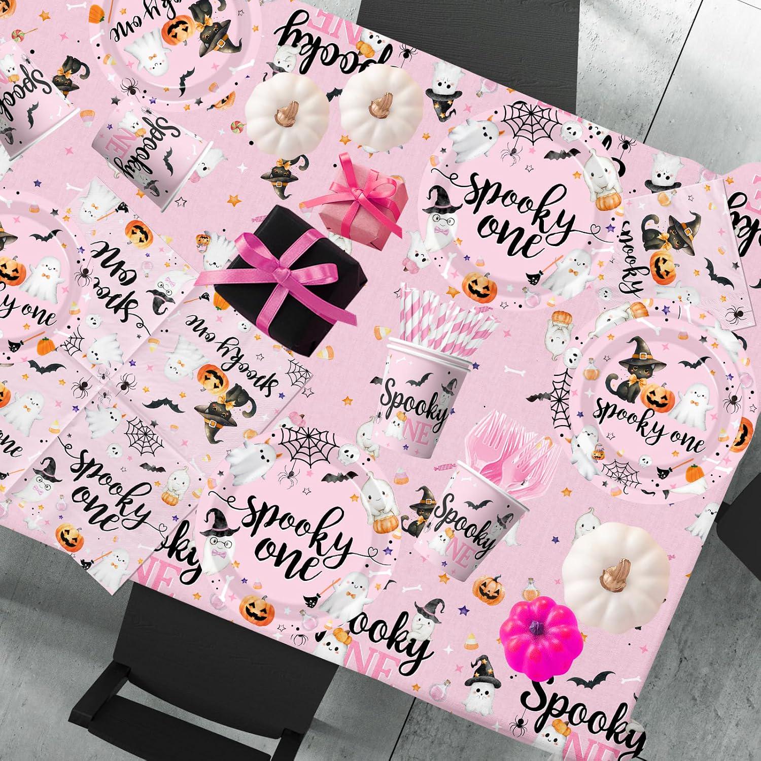Spooky One First Birthday Party Set: 24 Guests, Pink Halloween Decorations