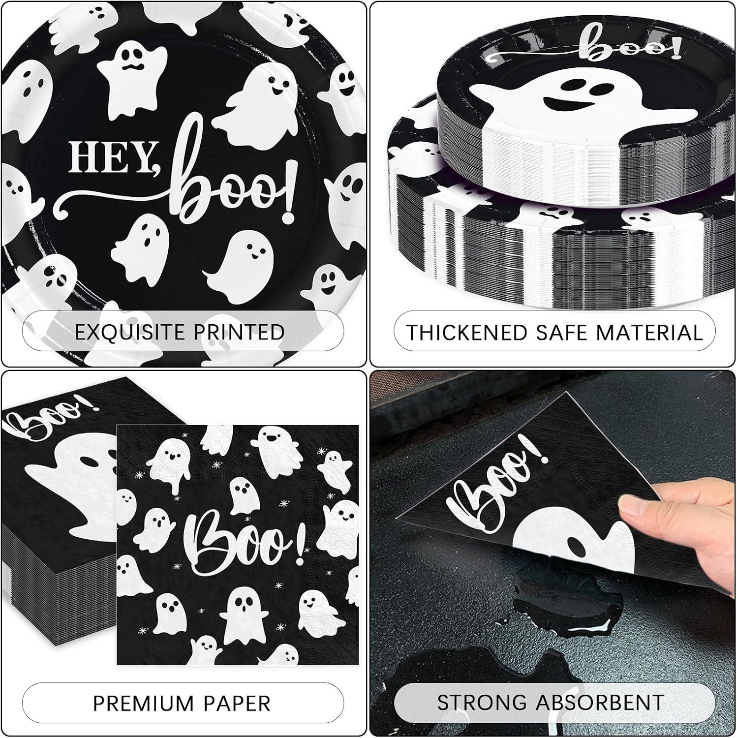180-Piece Halloween Partyware Set: 9-Inch Plates, 7-Inch Dessert Plates, Napkins