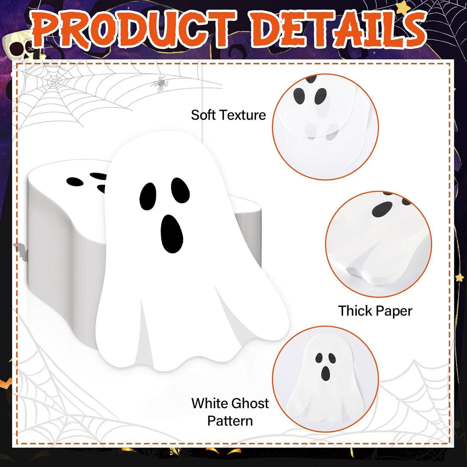 Black White Ghost Theme Party Supplies: Thick Paperboard Disposable Plates