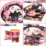 125 Piece Halloween Partyware Set, 9-Inch Plates, 7-Inch Dessert Plates, 8-Ounce Cups, Napkins, Forks