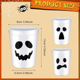 48-Count Halloween Cups, White Plastic Ghosts for Drinks and Snacks