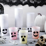 48-Count Halloween Cups, White Plastic Ghosts for Drinks and Snacks