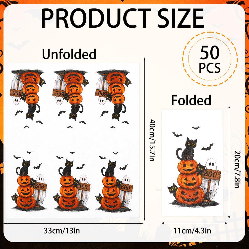 Halloween Paper Napkins: Set of 50 Disposable Two-Ply Party Tableware
