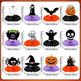 Halloween Honeycomb Centerpieces: Set of 12 Printed Cardstock with Black Purple Orange Balls
