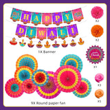 Pre-Folded Double-Sided Paper Decor: Diwali Festival of Lights Party Set