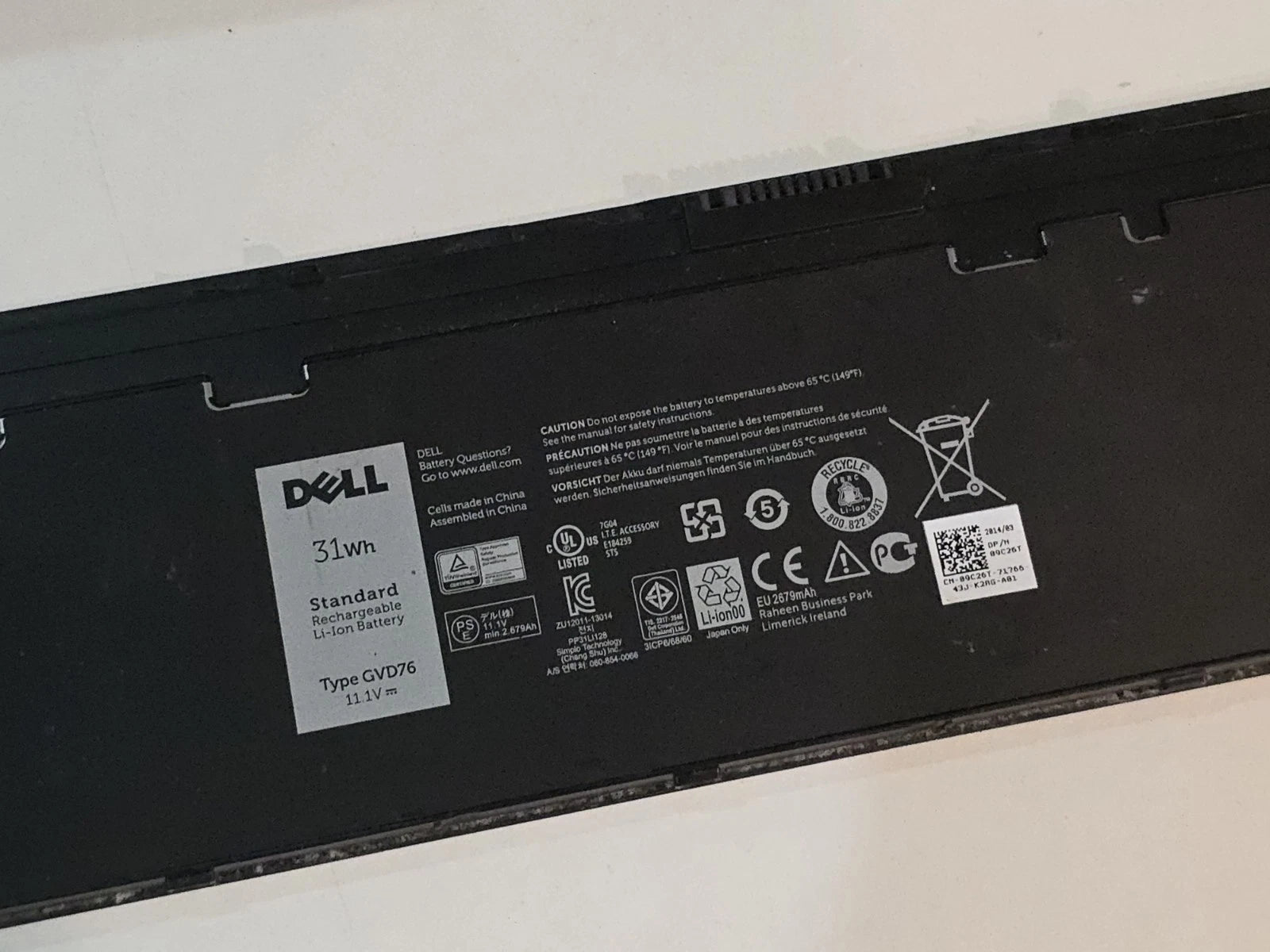 New  Dell OEM Original Latitude E7240 E7250 3-cell Laptop Battery 31Wh GVD76