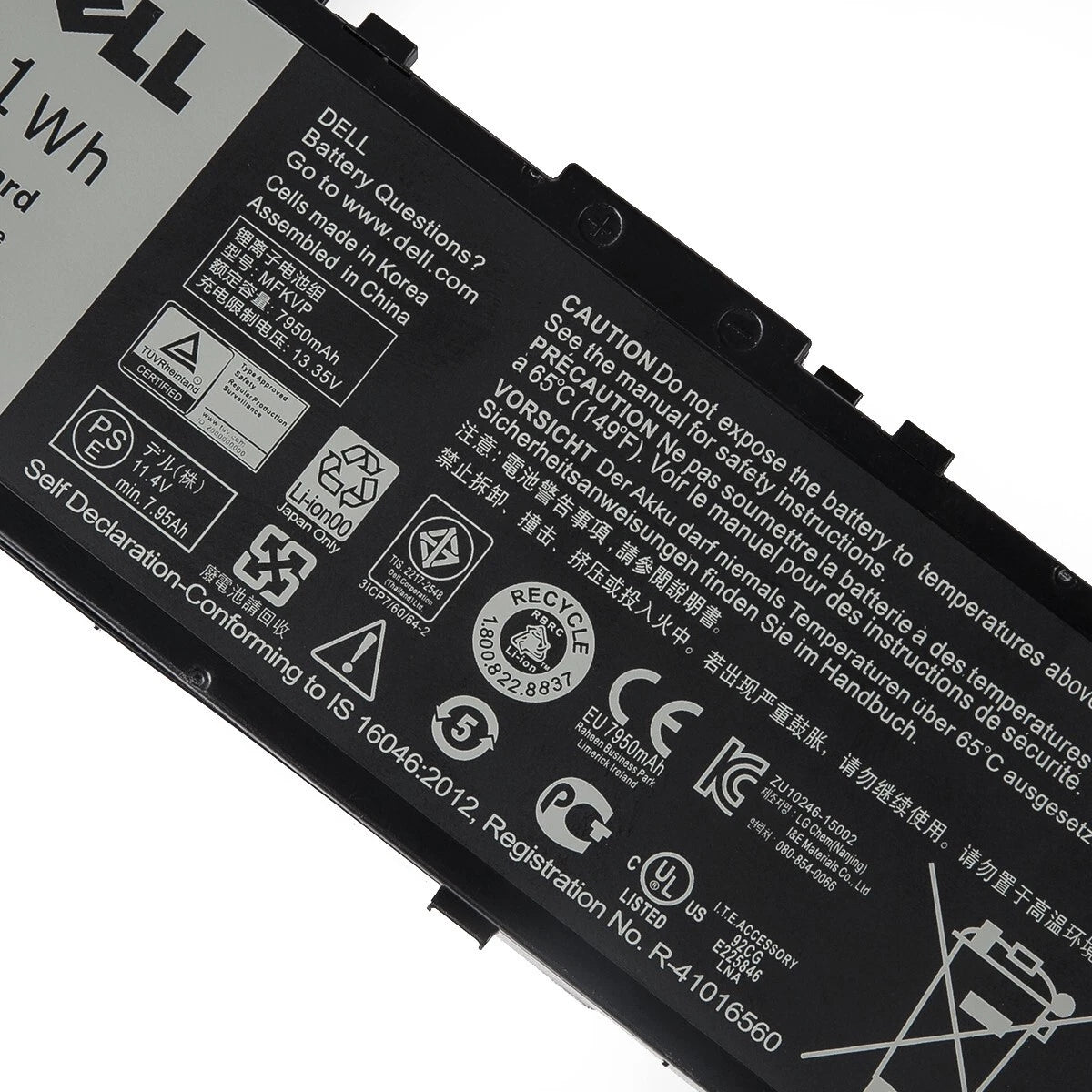 Genuine Dell MFKVP Battery 91Wh OEM Laptop Replacement Rechargeable Battery
