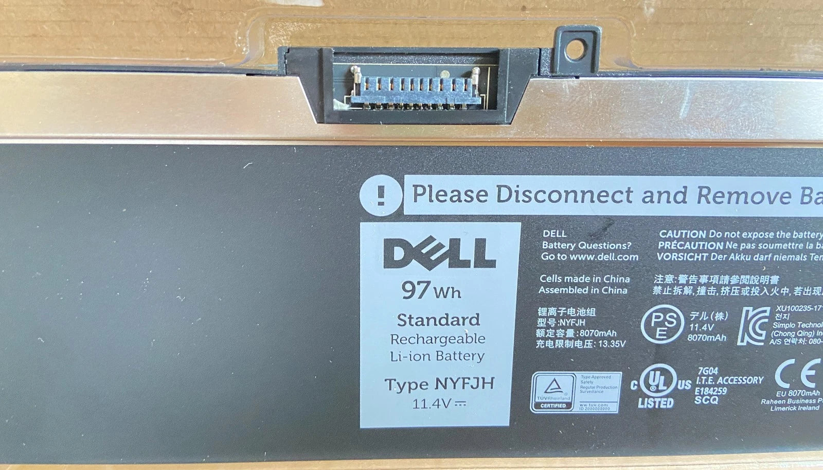 Genuine Dell NYFJH Battery 97Wh OEM Laptop Replacement Rechargeable Battery